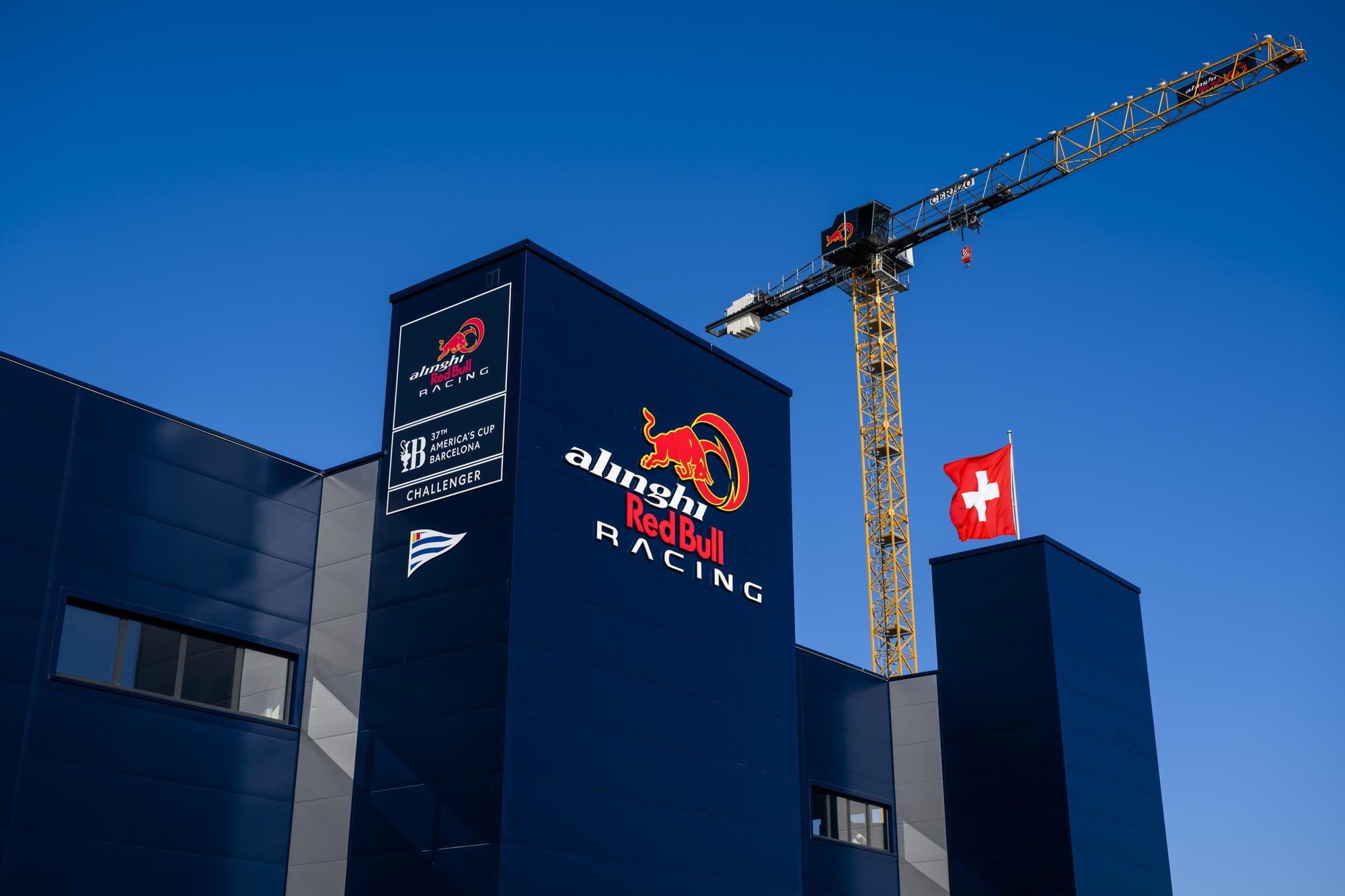 A general view during a media visit to the new base of Alinghi Red Bull Racing, in Barcelona, Spain, Wednesday, September 13, 2023. The Swiss challenger for the 37th America's Cup will compete in the selection series in 2024 in Barcelona. (KEYSTONE/Jean-Christophe Bott)