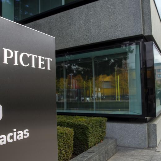The headquarters building and logo of the private bank Pictet is pictured, in Geneva, Switzerland, Wednesday, October 14, 2020. Pictet & Cie, founded in 1805 at Geneva, is a Swiss bank, and it is specialized on independent asset managemen. (KEYSTONE/Salvatore Di Nolfi)