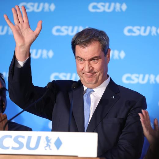 München, Bayern, Deutschland, 08.10.2023: Landtagswahl in Bayern: Bayerns Ministerpräsident und CSU-Spitzenkandidat Markus Söder hält eine Rede auf der CSU-Wahlparty *** Munich, Bavaria, Germany, 08 10 2023 Bavarian state election Bavarias Minister President and top CSU candidate Markus Söder delivers a speech at the CSU election party Copyright: xdtsxNachrichtenagenturx dts_23590