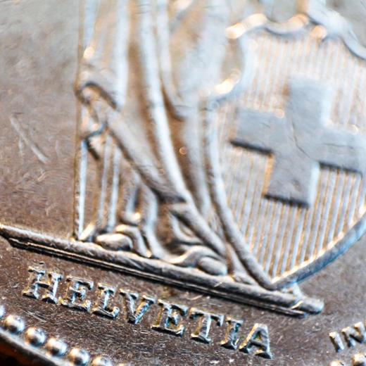 Schweizer Franken Münze Helvetia. // DEU, Deutschland, Stuttgart, 04.09.2020 *** Swiss Franc Mint Helvetia DEU, Germany, Stuttgart, 04 09 2020