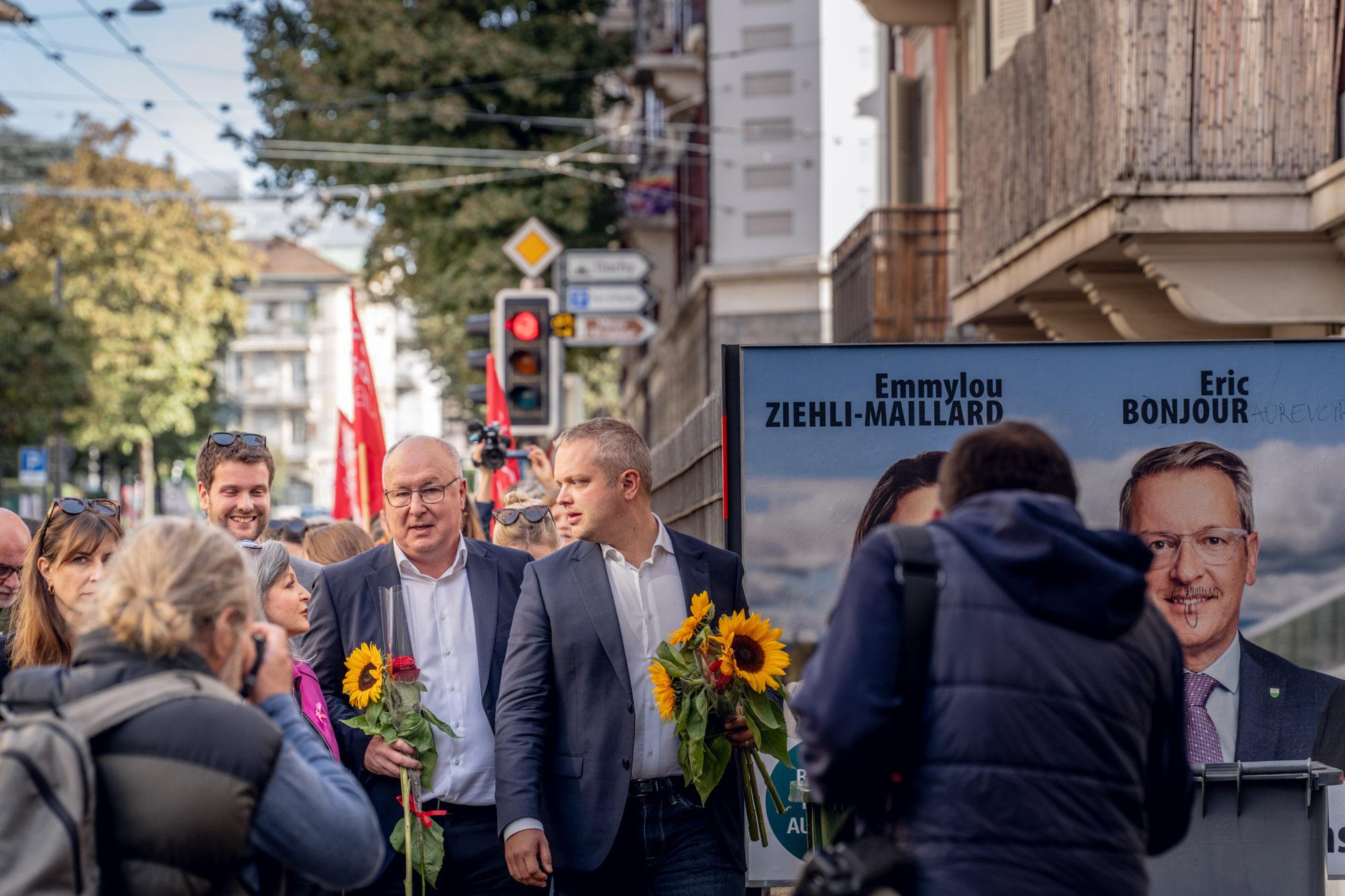 EF 23. EF 23 . Pour galerie web Arrivée de Pierre-Yves Maillard (PS), à côté de Raphael Mahaim (Le Verts) ⁣
