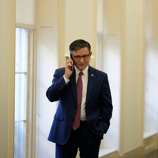 WASHINGTON, DC - OCTOBER 24: U.S. Rep. Mike Johnson (R-LA) leaves a House Republican conference meeting in the Longworth House Office Building on Capitol Hill on October 24, 2023 in Washington, DC. Members of the GOP conference met for a closed-door vote to select their nominee for Speaker of the House to succeed former Speaker Kevin McCarthy (R-CA), who was ousted on October 4 in a move led by a small group of conservative members of his own party. The Republicans nominated Rep. Tom Emmer (R-MN) today but he has already dropped out of the running after it became clear he could not secure enough votes to be elected Speaker. Drew Angerer/Getty Images/AFP (Photo by Drew Angerer / GETTY IMAGES NORTH AMERICA / Getty Images via AFP)
