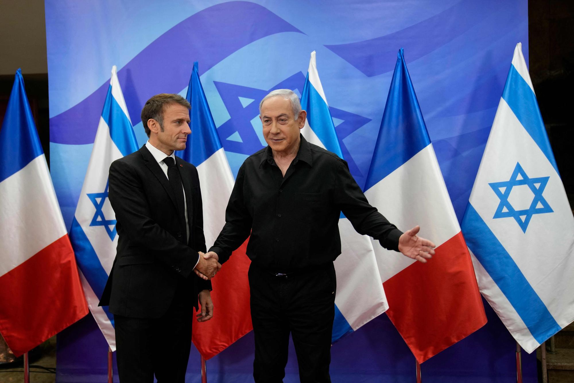 Emmanuel Macron et Benyamin Netanyahou à Jérusalem ce mardi.