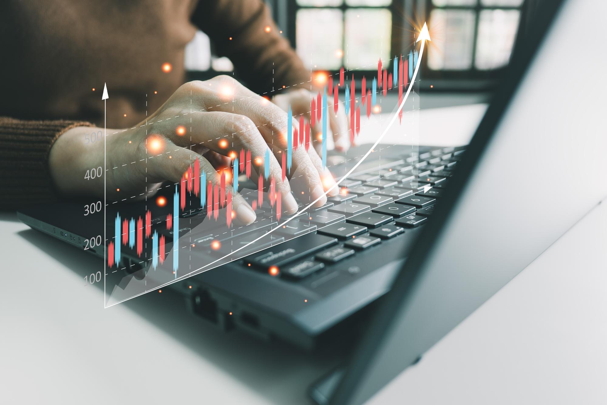 Investment ideas and technology business, Funds, Stock market and digital assets, Investors or trader, Financial data analysis, Stock graphs and forex trading, business finance background