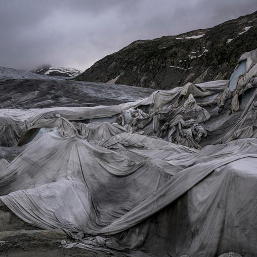 Le glacier du Rhône. La galerie ou apparaissent les couvertures. 2&3.8.2019. Eddy Mottaz / Le Temps