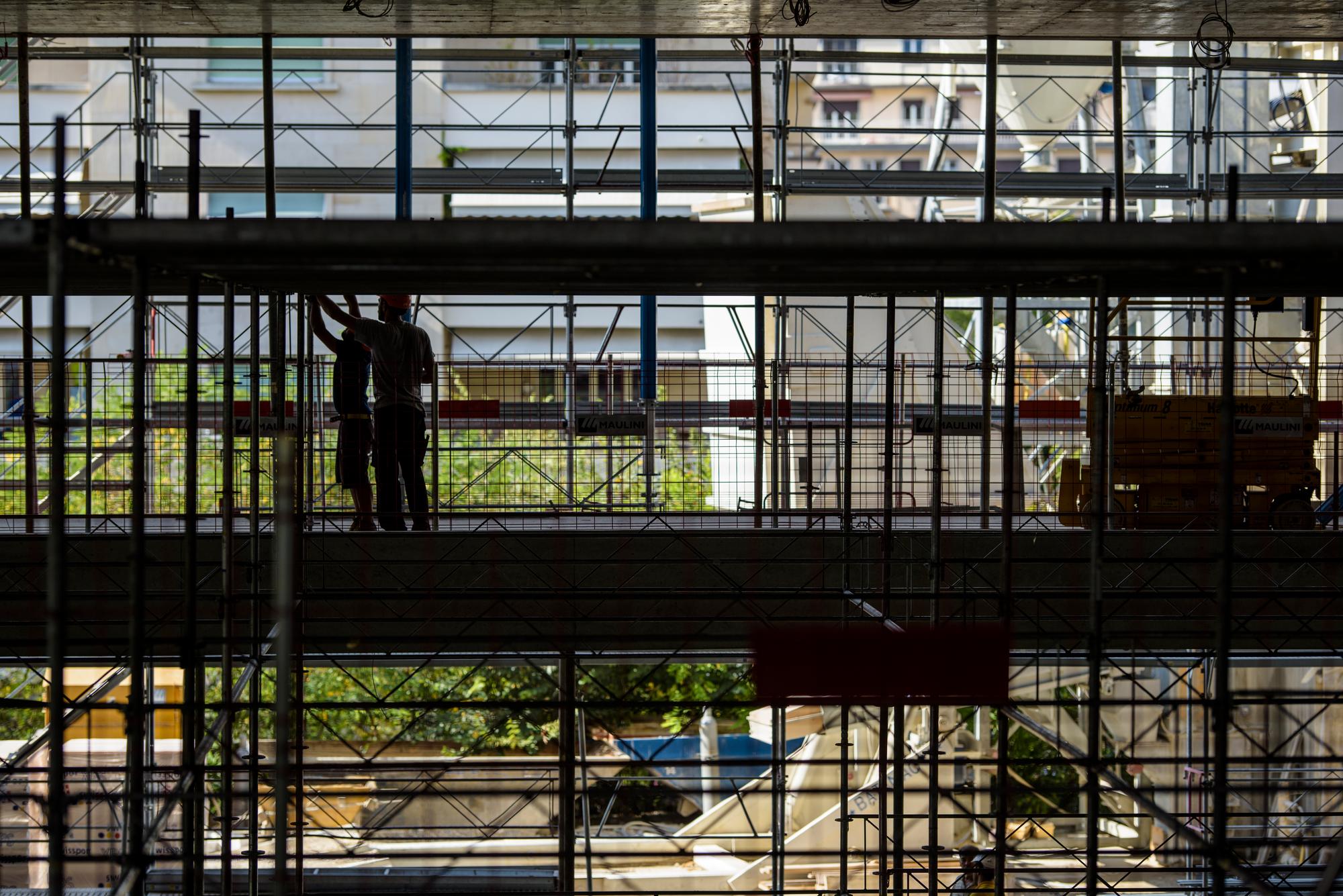 genève. 14.9.2018. Le chantier de la nouvelle comédie. Eddy Mottaz / Le Temps