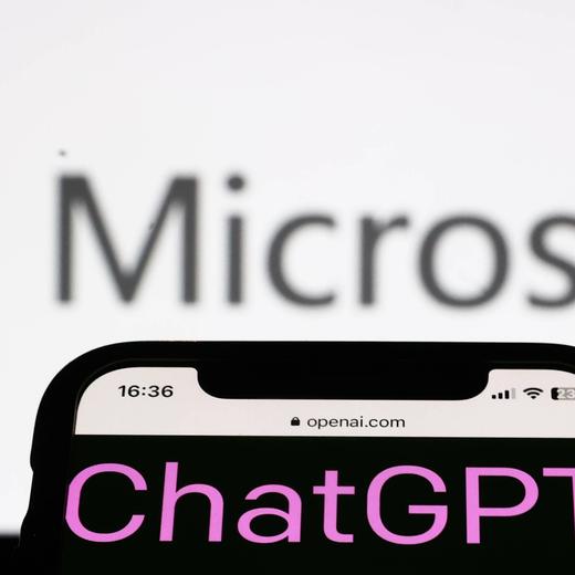 ChatGPT And Internet Companies Photo Illustrations ChatGPT sign displayed on OpenAI website and Microsoft logo displayed on a screen in the background are seen in this illustration photo taken in Krakow, Poland on February 2, 2023. Krakow Poland PUBLICATIONxNOTxINxFRA Copyright: xJakubxPorzyckix originalFilename: porzycki-chatgpta230202_npNXl.jpg