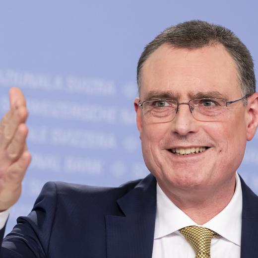 Swiss National Bank's (SNB) Chairman of the Governing Board Thomas Jordan gestures during an end-of-year press conference of Swiss National Bank (SNB BNS), in Bern, Switzerland, Thursday, December 14, 2023. (KEYSTONE/Anthony Anex)