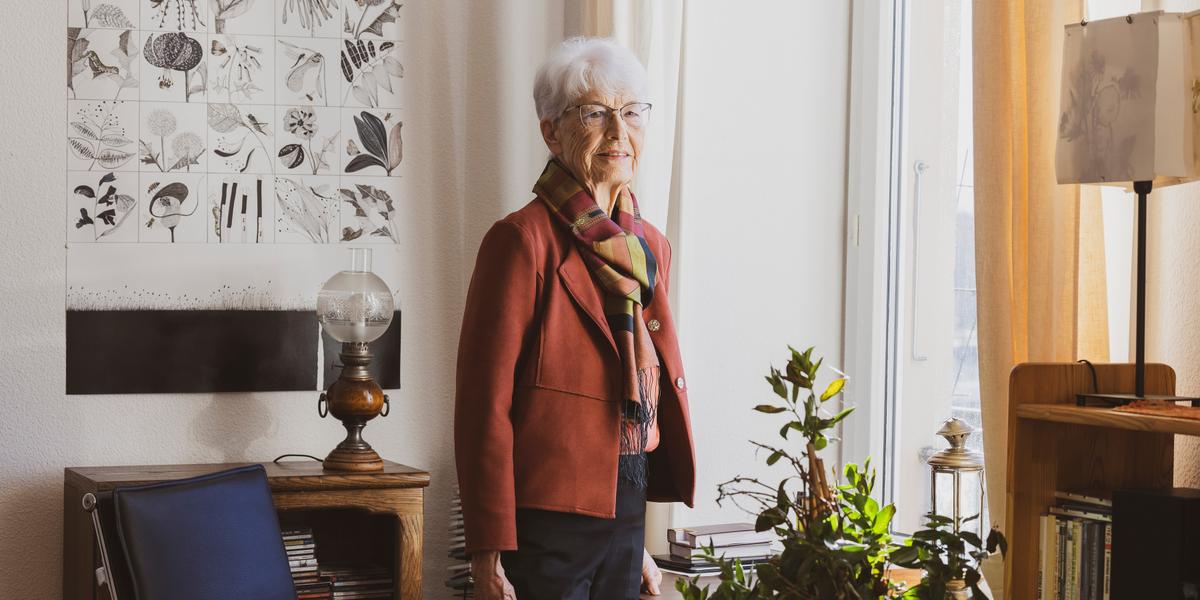 Anne Catherine Menétrey le 15 décembre 2023 dans son appartement de Vevey