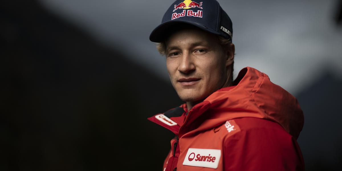 Marco Odermatt from Switzerland poses for a portrait during a press conference prior the FIS Alpine Ski World Cup season in Soelden, Austria, on Friday, October 21, 2022. The Alpine Skiing World Cup season 2022/23 will be opened this weekend in Soelden, the traditional start of the FIS Ski World Cup. (KEYSTONE/Gian Ehrenzeller)
