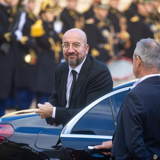 Charles Michel, arrivant à l'Elysée le 5 janvier 2024, pour rendre hommage à Jacques Delors.