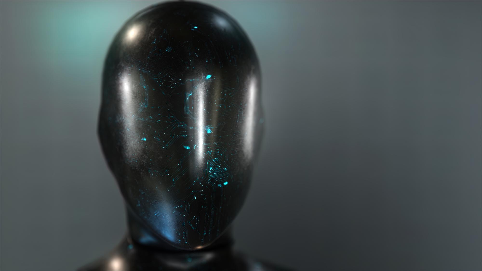 Generative AI, Humanoid Representing Artificial Intelligence. Android portrait, Deep Learning, Background