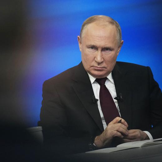 FILE - Russian President Vladimir Putin attends his annual news conference in Moscow, Russia, Thursday, Dec. 14, 2023. Russian President Vladimir Putin has been interviewed by former Fox News host Tucker Carlson, the Kremlin confirmed Wednesday. It is Putin's first interview to a Western journalist since the beginning of his full-scale invasion of Ukraine two years ago. (AP Photo/Alexander Zemlianichenko, Pool, File)  Vladimir Putin