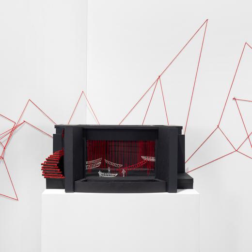 Chiharu Shiota, presentation of stage design for Idomeneo, re di Creta, Booth by Grand Théâtre de Genève, Art Geneva 2024, Switzerland, photo Julien Gremaud