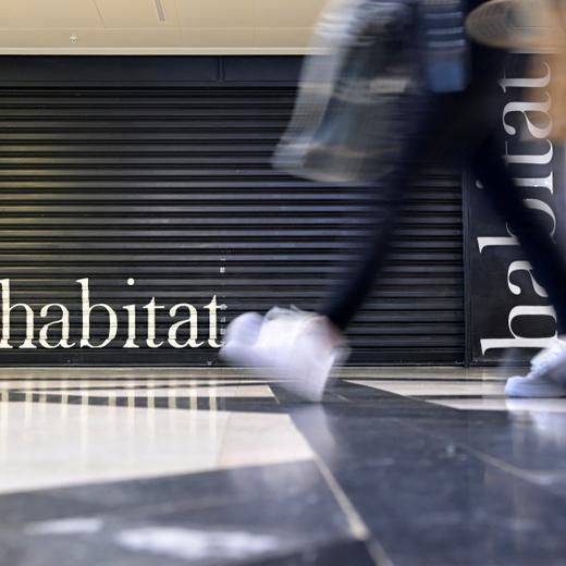 This picture, taken on January 5, 2024 , shows a closed Habitat shop, specialised in home furnishings and equipment in Rennes, western France. The Habitat brand, specialising in home furnishings and equipment has been placed in compulsory liquidation by the Bobigny commercial court, on December 28, 2023, due to serious financial difficulties, sealing the fate of a brand that has democratised design for decades, on January 5, 2024. (Photo by Damien MEYER / AFP)
