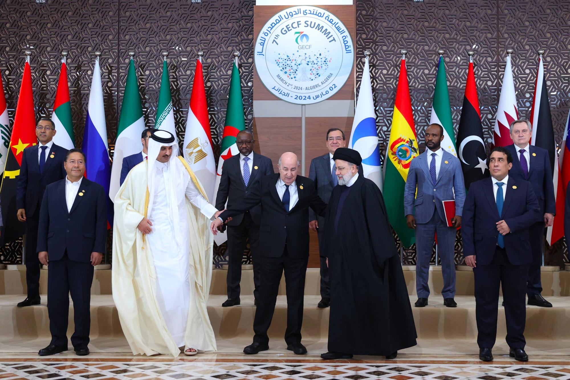 March 3, 2024, Algiers, Algeria: Iranian President EBRAHIM RAISI C-R during a group picture with Gas Exporting Countries Forum GECF members ahead of the GECF Summit in Algiers. Algiers Algeria - ZUMAi98_ 20240303_zih_i98_010 Copyright: xIranianxPresidencyx