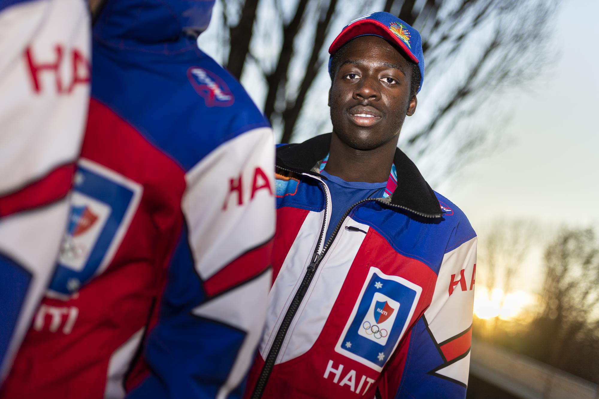 Haitian's international alpine skier Mackenson Florindo poses for the photo in Lausanne, Switzerland, Thursday, January 9, 2020. The 2020 Winter Youth Olympic Games take place in Lausanne from 9 to 22 January 2020. (KEYSTONE/Gabriel Monnet)