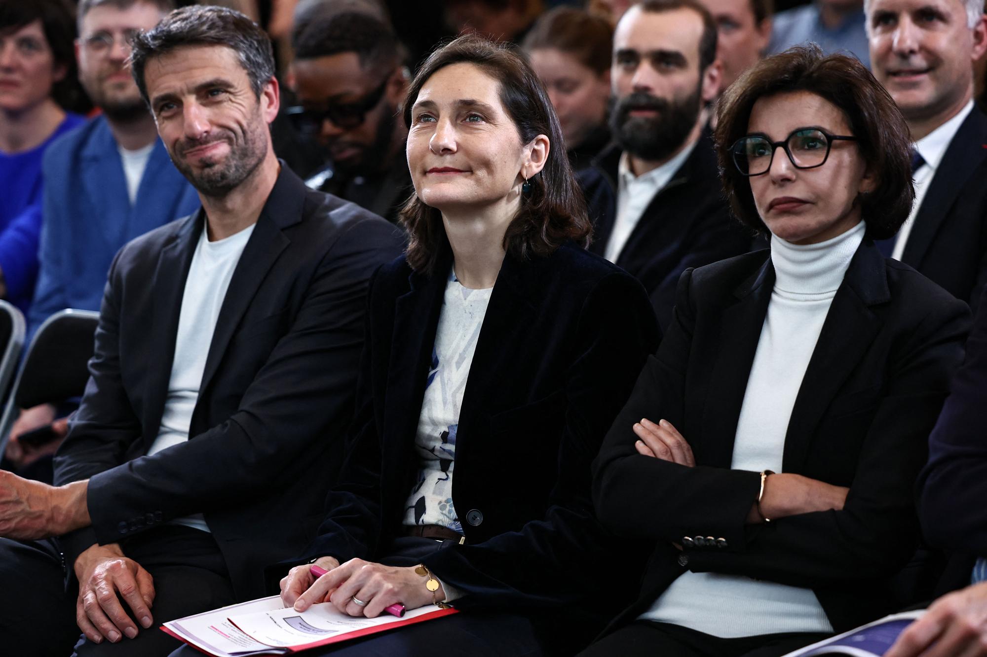 Tony Estanguet, Amélie Oudéa-Castéra et Rachida Dati ce lundi au Musée du Luxembourg.
